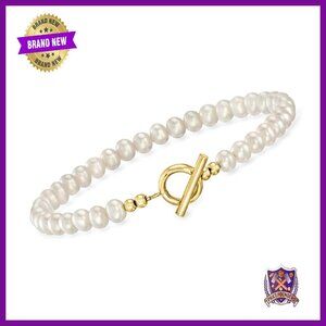 4-5mm Cultured Pearl Toggle Bracelet 14kt Gold 7 Inch